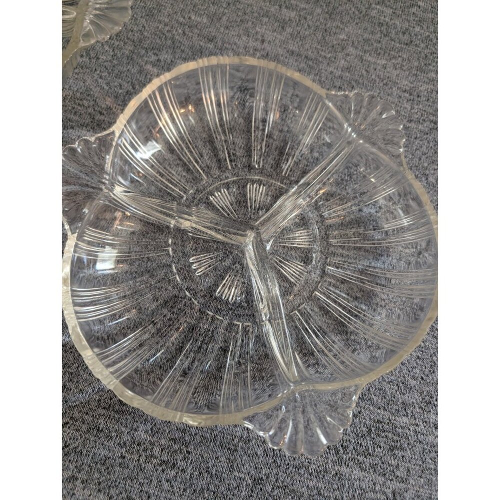 Vtg Hazel Atlas 3-part Divided Relish/Pickle Dish, Depression Glass, Set of 2 - Picture 2 of 3